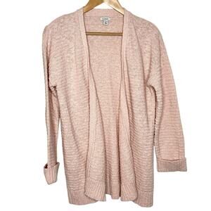 LL Bean Open Cardigan Pink Womens Small Cotton Spring Cottagecore fisherman